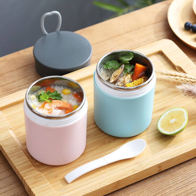 304 Stainless Steel Insulated Breakfast Cup, Single Layer Leak Proof Sealed Soup Porridge Container, Portable Handheld Oatmeal Cup, Reusable Heat Preservation Drink Food Cup for Office Worker Student Outdoor Travel