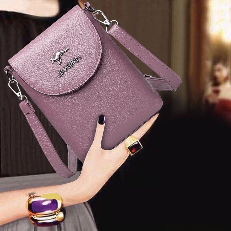 Genuine Leather Texture Mini Crossbody Phone Bag New Style Women Shoulder Small Bag Coin Purse Key Wallet
