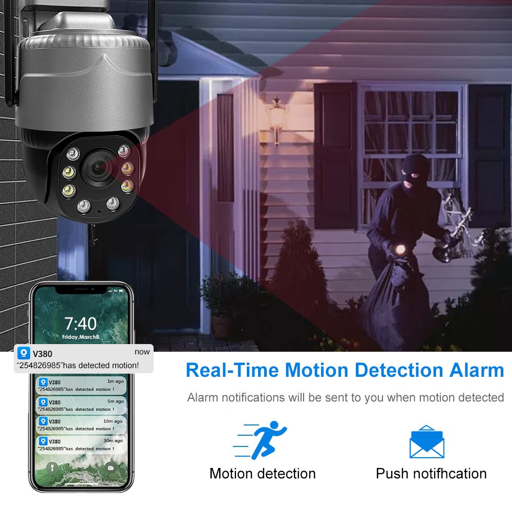 VRT-XC20-HD-4G Smart Security Cameras Wireless Outdoor, 3MP HD Outdoor Camera Wireless 2.5inch 4G-LTE 355 View Pan Tilt Security Cameras with Real-time Motion Detection, Siren, Two-Way Audio