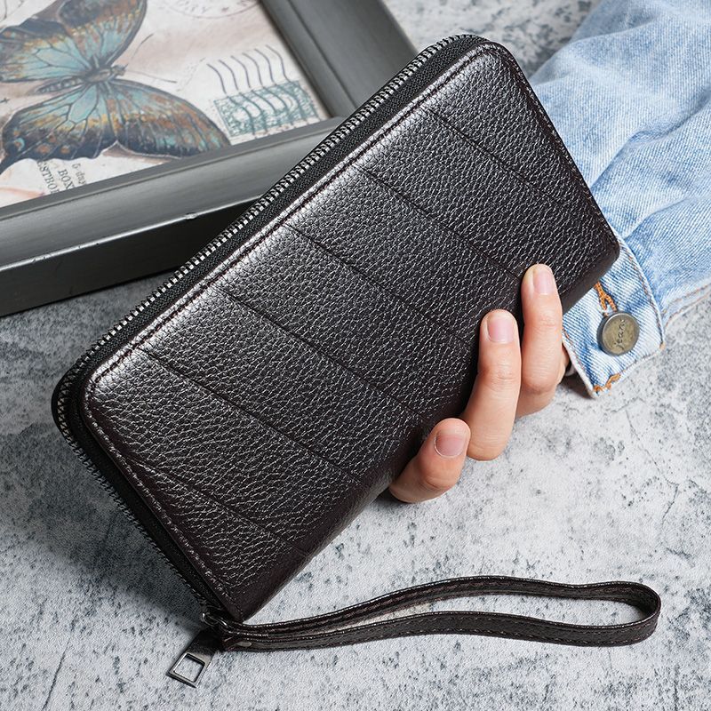 New Men's Long Wallet, Retro Fashion Embossed Design, Multi-Card Slots, Large Capacity Zip Clutch Purse & Phone Pouch