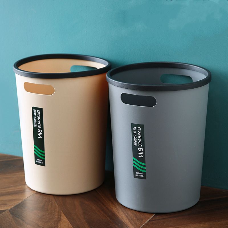 Large Plastic Garbage Bin with Dual Handles, Portable Simple Waste Basket for Kitchen Living Room Bathroom Office Home Use