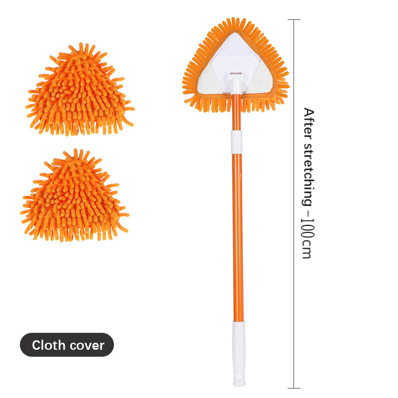 Retractable Triangle Cleaning Mop, 180 Degree Rotation Adjustable Triangle Cleaning Mop Ceiling Corner Cleaning Microfiber Chenille Mop