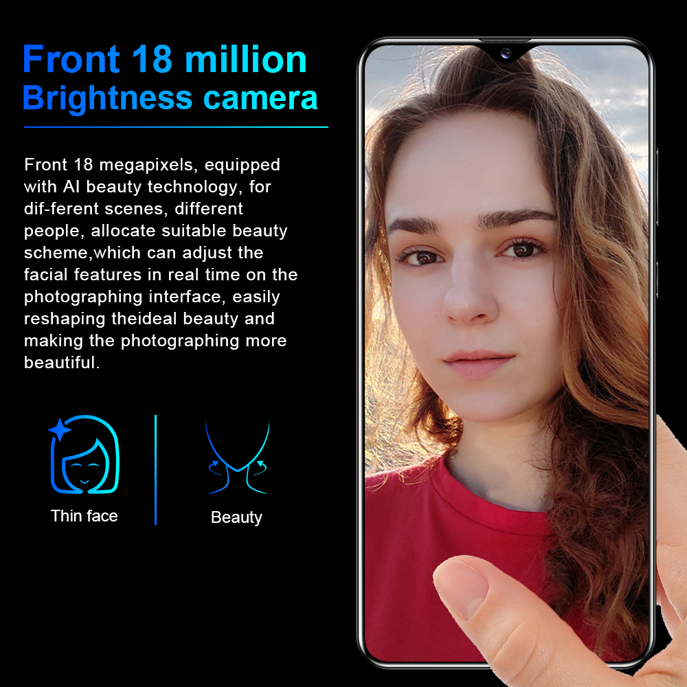 S30U Plus Smartphone 6.8Inch Full screen 8GB RAM+512GB ROM Dual Sim Dual Standby Face Recognition Mobile Phone