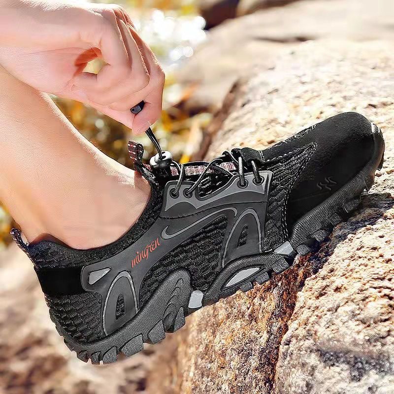 Men's Breathable Mesh Water Shoes, Quick-Dry Non-Slip Outdoor Hiking & Wading Sandals, Adjustable Elastic Lace Casual Summer Footwear, 4 Colors Available, EU Size 41-44
