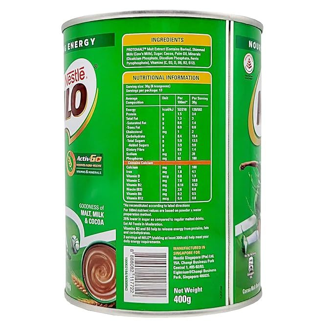 NESTLE Milo Tin 400g SUPPORTS ENERGY RELEASE