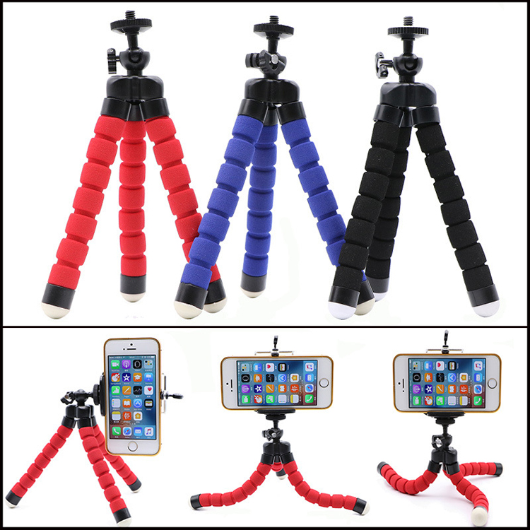 Mini Flexible Sponge Octopus Tripod Selfie Stick Expanding Tripod Stand For Mobile Phone bracket Camera With Phone Clip Holder