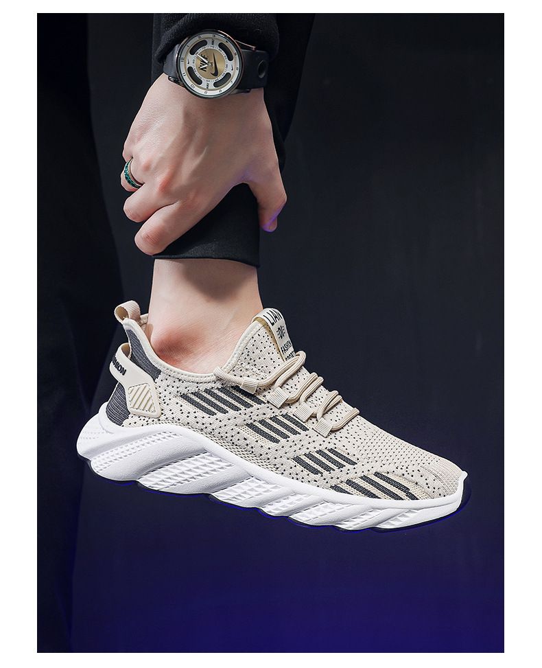 2024 autumn new breathable men's sneakers mesh men's shoes casual shoes men's fashion flying woven running shoes AD128
