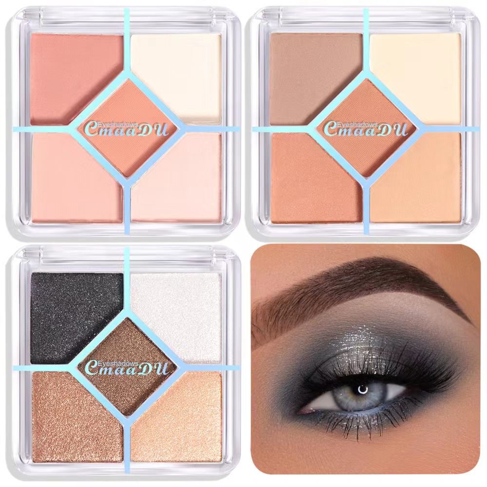 5 Colors Eyeshadow Palette Waterproof Glitter Matte Eyeshadow Pallete Shimmer Diamond Sequins Women Eye Makeup Pigment