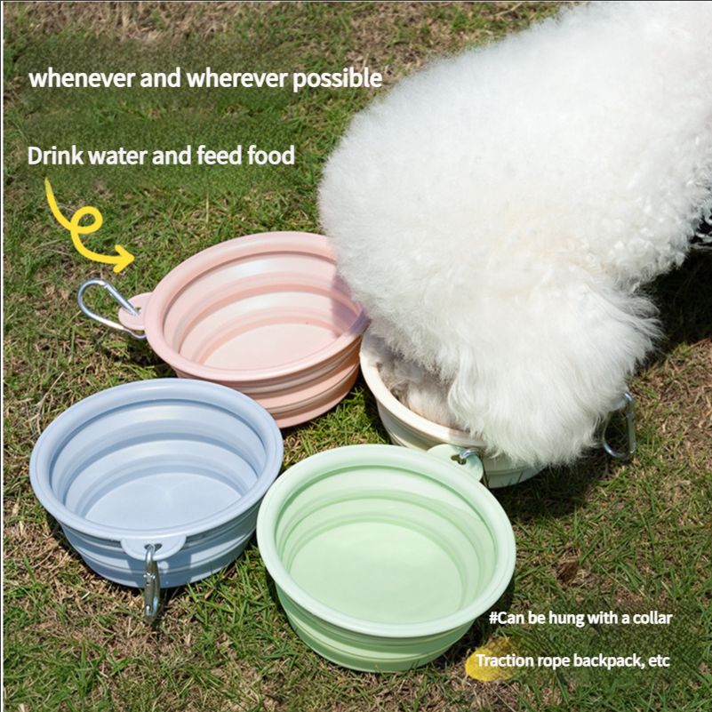 Portable folding drinking bowl, portable dog bowl, outdoor drinking water bowl, dog food bowl, silicone pet bowl, drinking water products