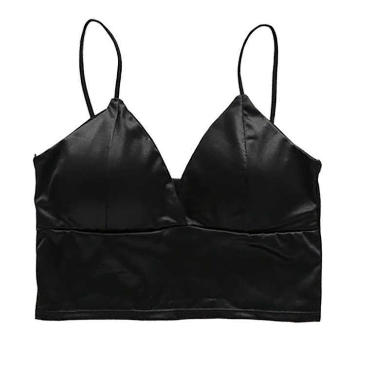 621 satin bra women's silk camisole tank top elastic lingerie crop top girl sexy triangle bra V-neck teen tunic