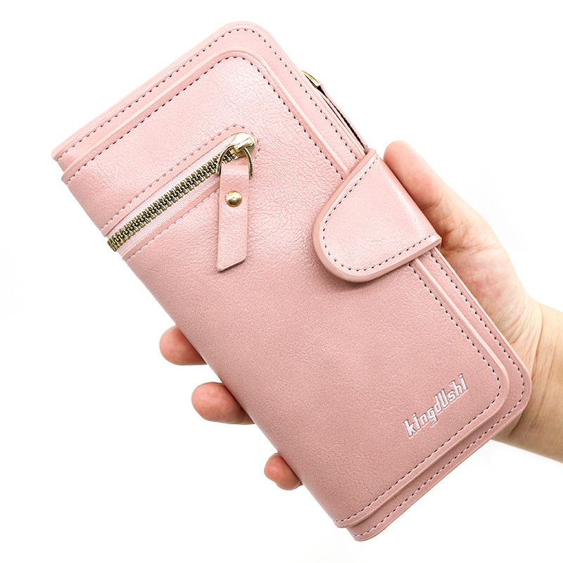 C113-6 Fashion Buckle Women's Long Leather Wallet Multi-card Holder Large Capacity Wallet Women's Handbag