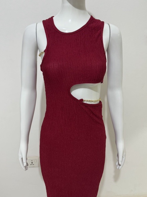 Hot Selling Sexy Open Back Fashion Dress Solid Color Bodycon Dress For Women's Resort Dress