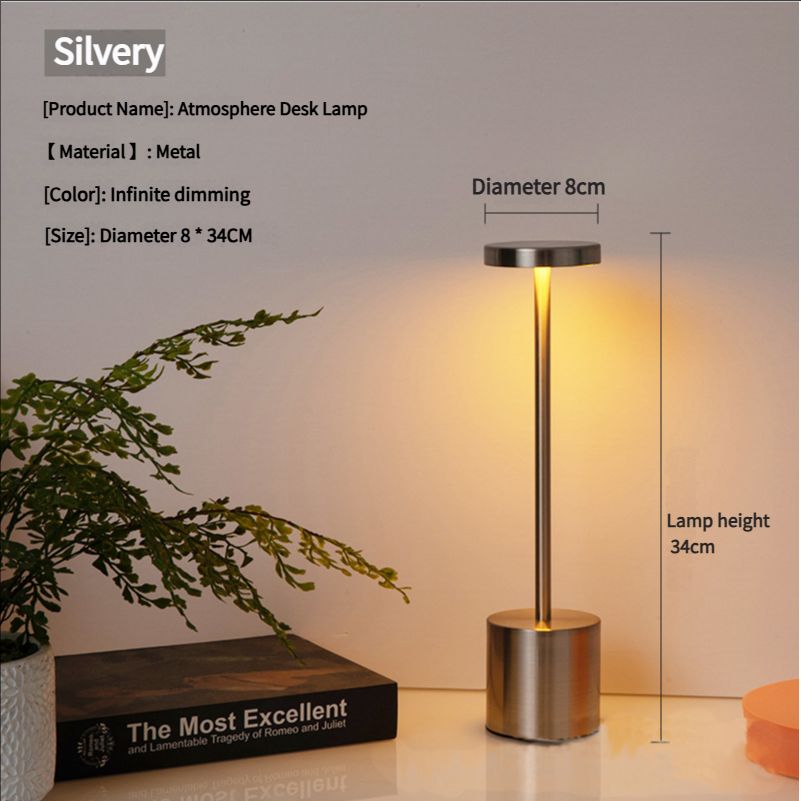 LED Table Lamp Cordless Rechargeable, Table Lamp Cordless Aluminium, Modern, Dimmable, Waterproof, Table Lamps Rechargeable USB for Bedside Outdoor Restaurant Living Room 