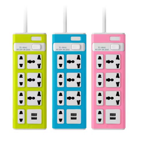 Universal Extension Socket USB Power Strip with 7/8 AC Outlets, Extension Lead for Home and Office