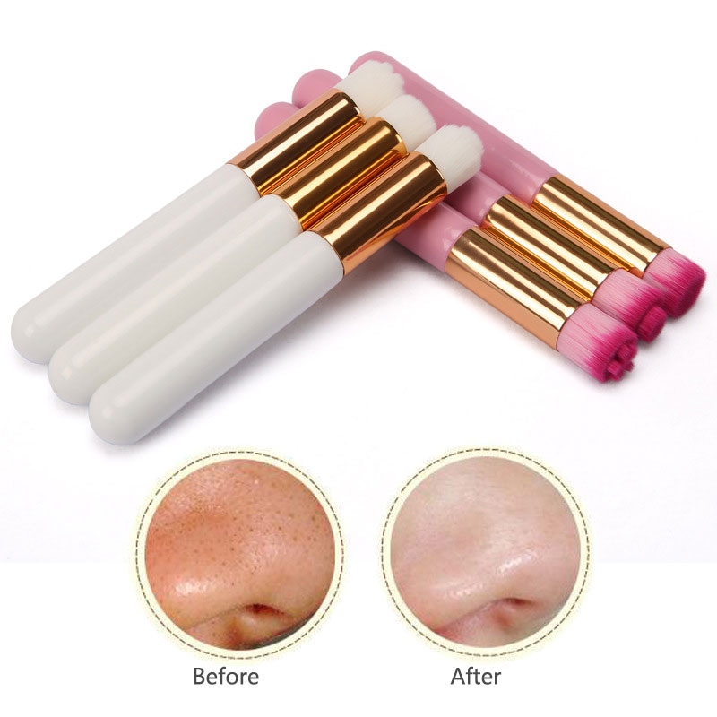 M080 Wooden Handle Lash Shampoo Brushes, Peel Off Blackhead Brush Remover Tool, Nose Pore Deep Cleaning Brush