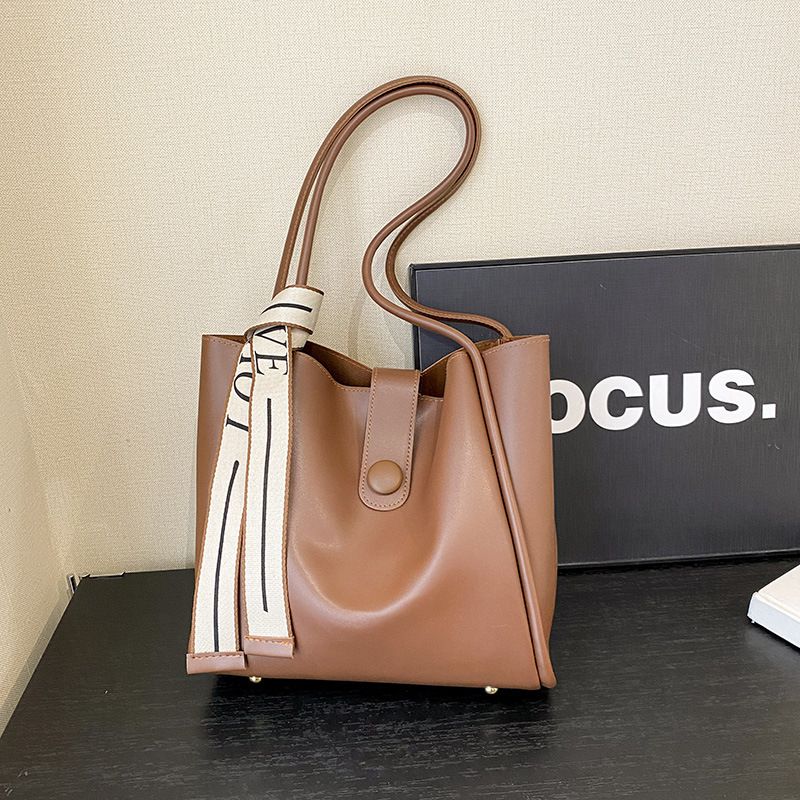 Fashion Elegant Mother‑Daughter Tote Bag Set for Women, Solid Color Large Capacity Versatile Shoulder Handbag, 2‑in‑1 Purse for Commuting Daily Shopping
