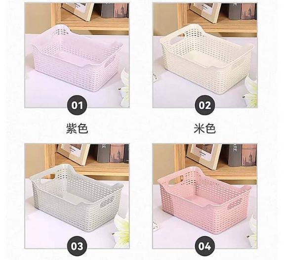 Multipurpose household stackable mesh durable plastic storage baskets with handle