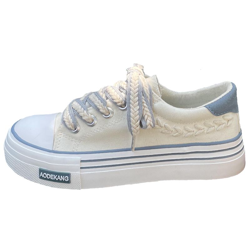 Canvas Shoe Woman Canvas Shoe Lady Thick Soled Wheat Ear Canvas Shoes Female Ins Trendy Shoes Female Student Versatile Autumn Summer Niche Design Casual Breathable Board Shoes