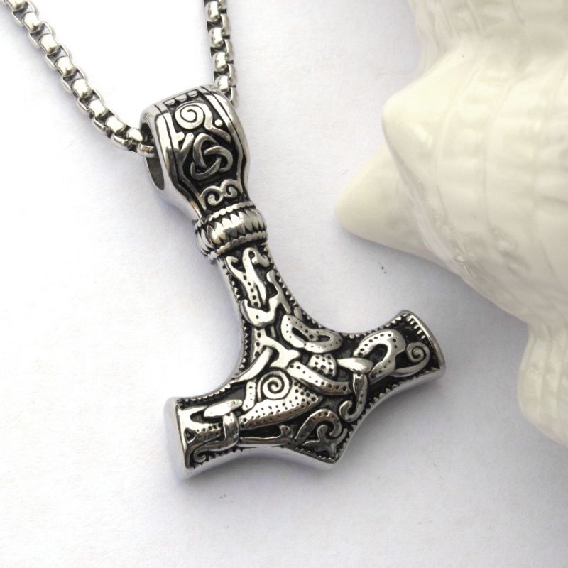 Necklace Personalized and Creative Titanium Steel Thor's Hammer Necklace Stainless Steel Jewelry CRRSHOP free shipping pendant necklace 60cm titanium steel chain