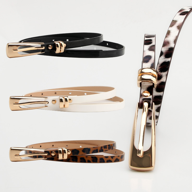822 New Leopard Print Fashionable Versatile Thin Belt Alloy Needle Button Sweater Dress Suit Decorative Waist Belts for Women