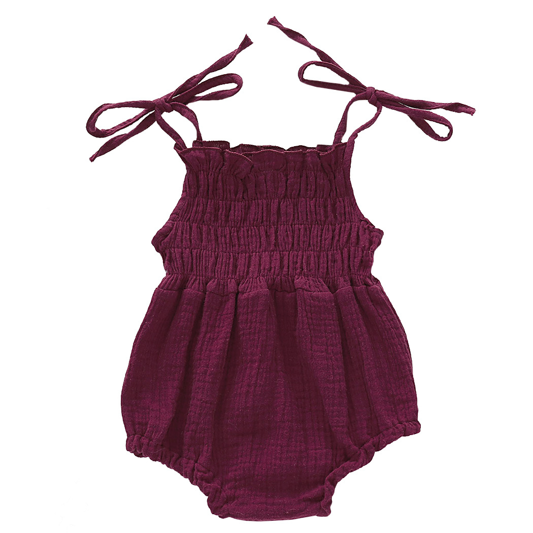 baby tights bandage solid color cotton linen set Sleeveless tights Baby suspenders climbing
