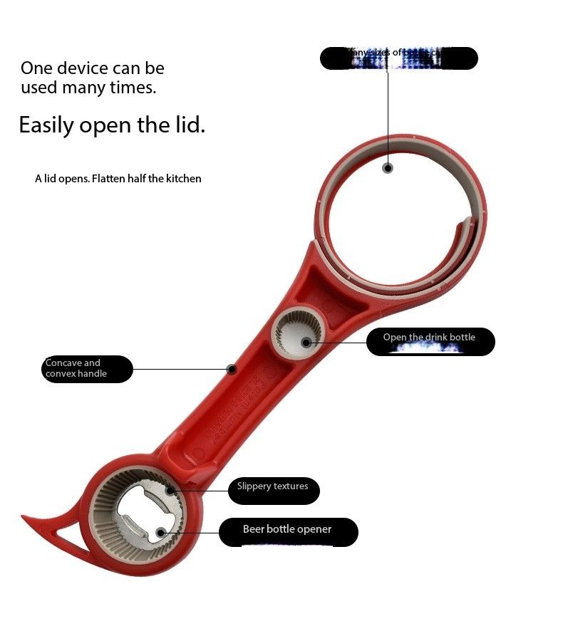Plastic 4-in-1 Bottle Opener - Creative Multifunctional Lid Twist, Beer, and Can Opener for Home Use