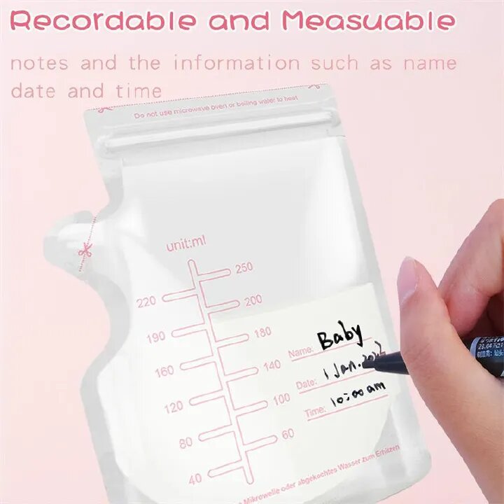 30Pcs Breastmilk Storage Bags for Breastfeeding Doubled Sealed Breast Milk Storing Bags BPA Free Self Standing Breastmilk Bags Baby Safe Feeding Bags