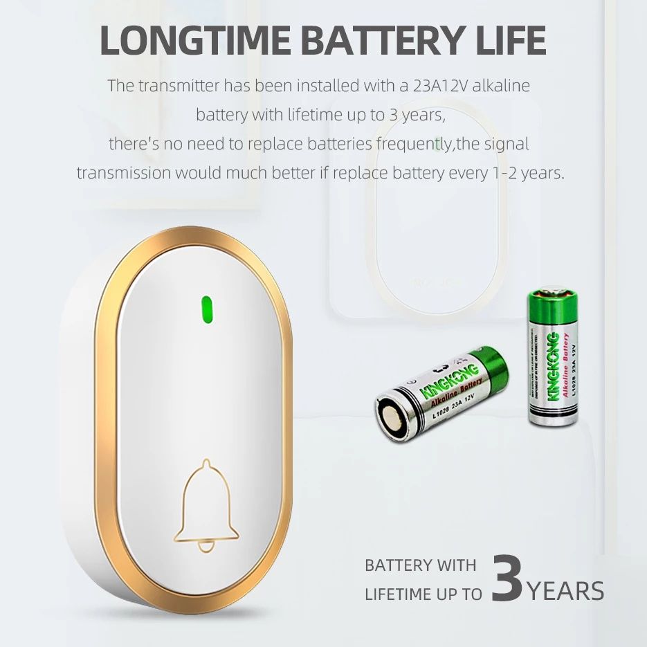 【Malaysia 3-pin Plug】Wireless Doorbell Smart Door Bell 60 Chime 110DB 300M Long Range Doorbell Waterproof Dustproof Call