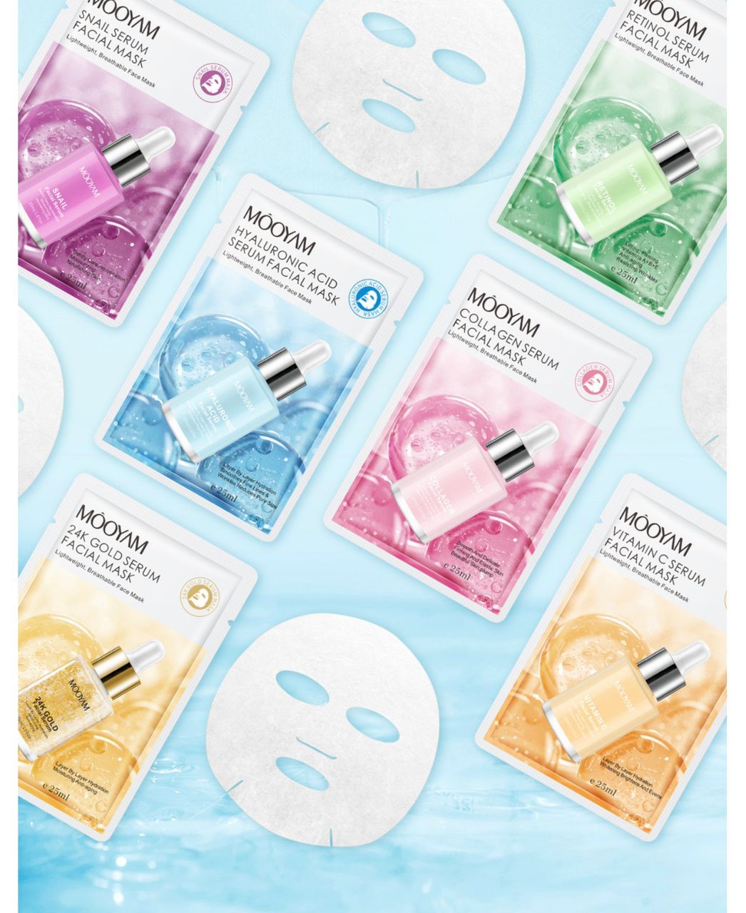 Randomly picked sheet mask for Moisturizing, oil control, anti-acne, pores shrinking, hydrating and other skin care benefits tackling various skin conditions, with gifts