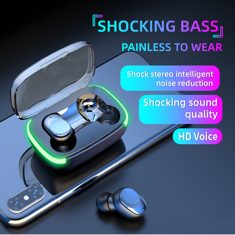 Y60 Wireless Earbuds, Mini Bluetooth Earbuds with Charging Case IPX4 Waterproof Earbuds Button Control Deep Bass Earphones Built in Mic Light-Weight HD Stereo Ear Buds for Sports