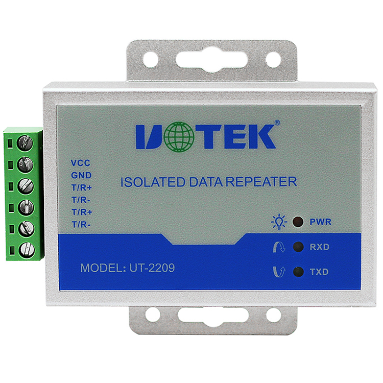 UOTEK Industrial Grade RS-485 Repeater with Isolation 600W Lightning Surge Repeater RS485 15KV ESD Protection UT-2209
