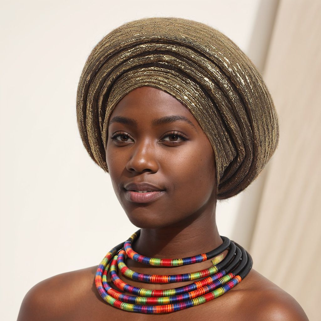 801256634359 Women Hats Headscarf For Fashion Nigerian Weddings Hat Woman Head Band Ladies Headband Lady Head Scarf CapGold