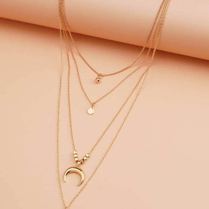 Golden three-layer cross necklace CRRSHOP free shipping Christmas Holiday gifts Easter Four layer golden necklace with thin chain