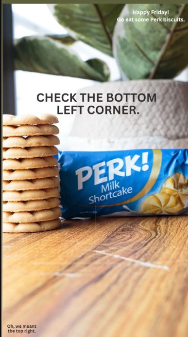 1 pack 12pcs Perk biscuit 55g
SWEET