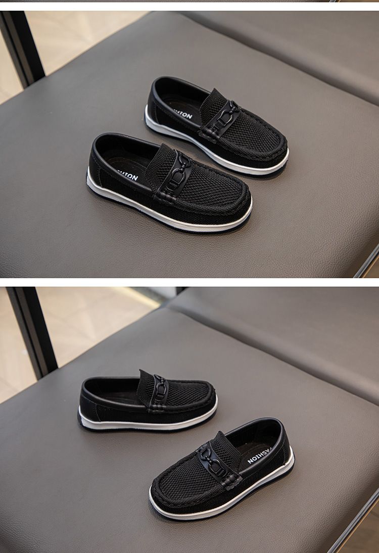 Loafer Kid Children's Shoes Spring Autumn New Flyknit Shoes Children's British Style Casual Shoes Slip on Bean Shoes