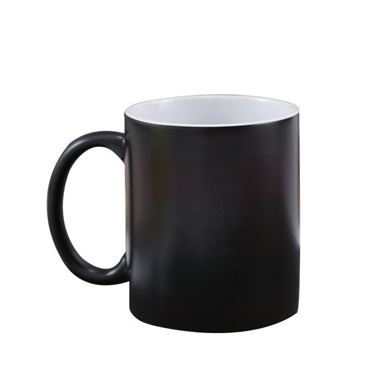 Heat Changing Sensitive Mug - Cool Coffee & Tea Magic Color Change Cupbanner Design Ceramic Mug Gift Idea for Mom Dad Women & Men Black