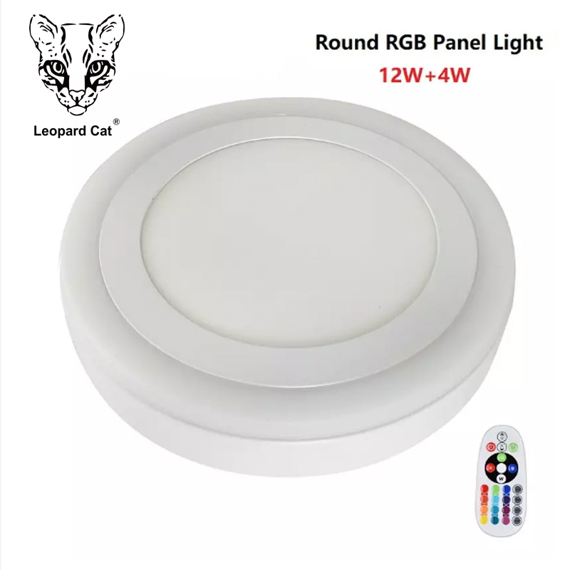 Leopard Cat LED surface mounted round RGB panel light with remote control 18W+6W 12W+4W Recessed LED Ceiling downlight Panel Lamps