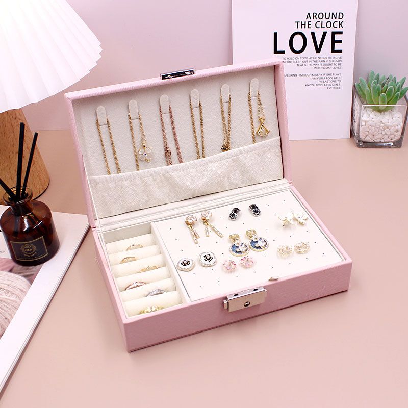 RB2305 New Large-Capacity Jewelry Storage Box, Long Solid Color Jewelry Box