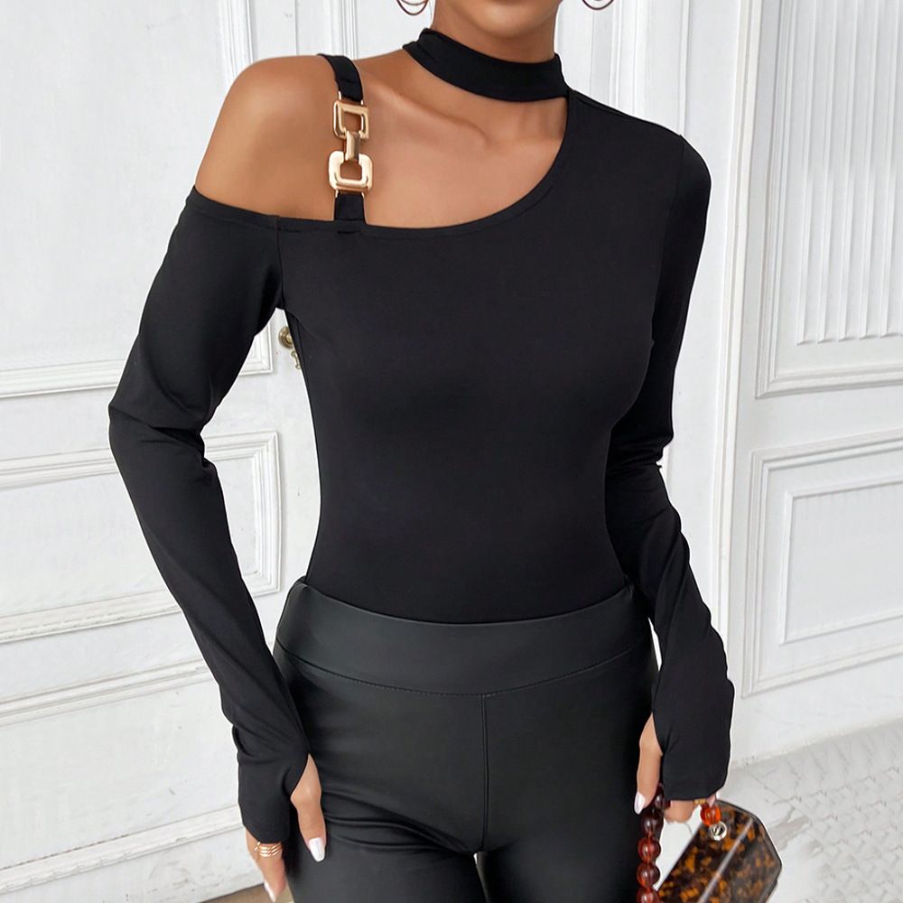 ZTDI2980 Women's Autumn and Winter New Off Shoulder Knitted Top Slim Fit Long Sleeved Top