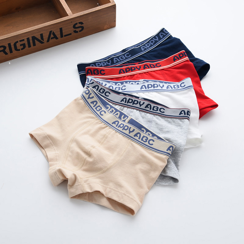 Children's Underwear For Kids Solid Shorts Cotton Underpants Boys Panties Car ABC Letter Embroidery Edge 5Pcs Lot