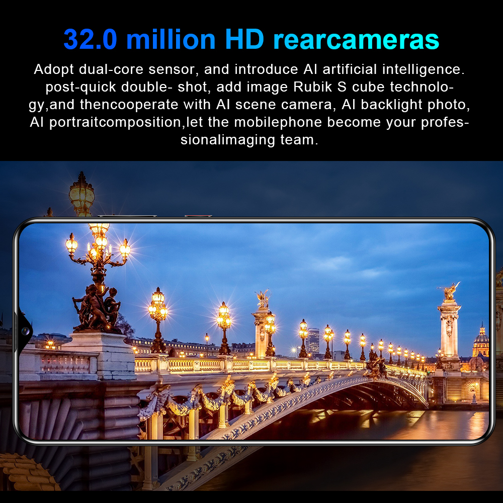 S30U Plus Smartphone 6.8Inch Full screen 8GB RAM+512GB ROM Dual Sim Dual Standby Face Recognition Mobile Phone