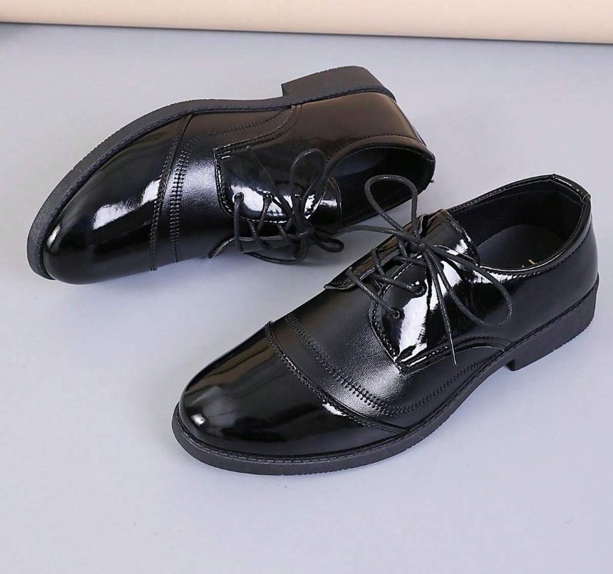 Men's Business British Style Leather Shoes, Breathable Soft-Sole Work Shoes, Suitable For Formal, Wedding, Groomsmen, And Suit Outfit