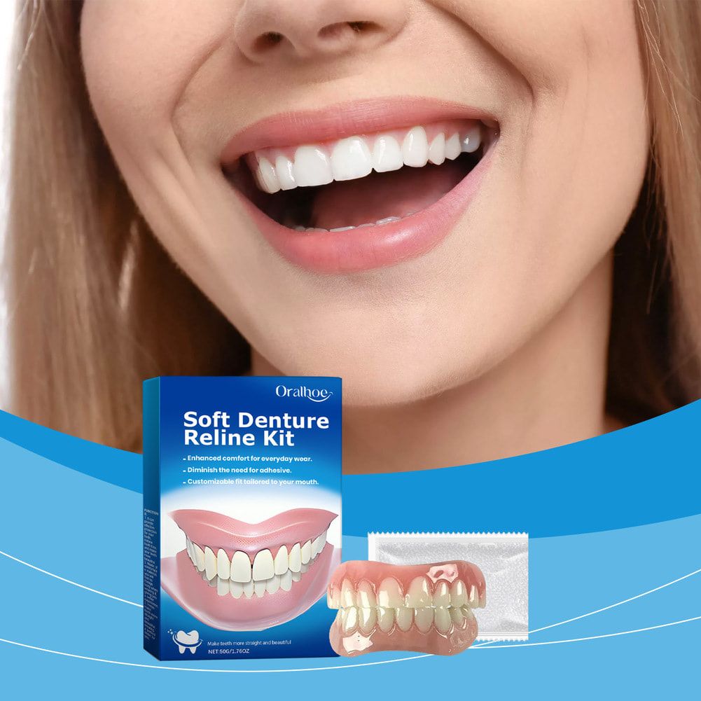 ORALHOE Denture Silicone Kit Denture Silicone Liners Soft Denture Kit Soft Denture Kit Teeth Beautiful teeth Upper Lower Set Easy Use