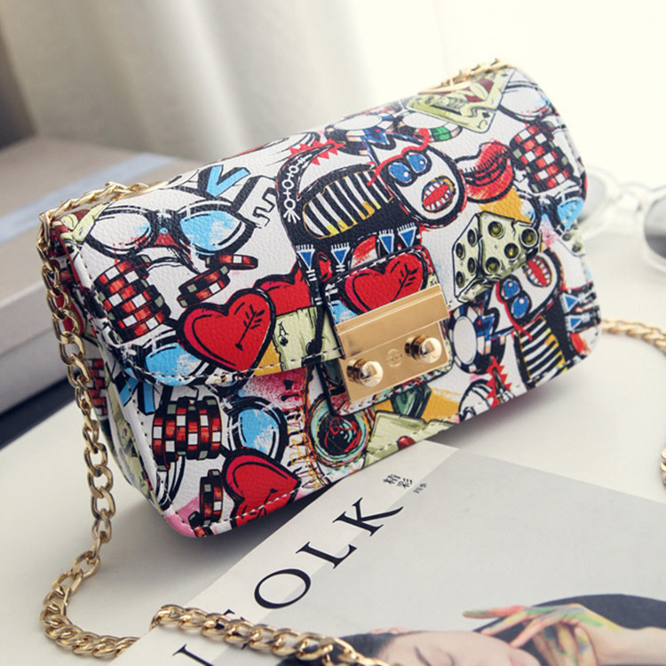 9778 Handbags for Women Luxury Fashion Female Bag Lock Chain One Shoulder Diagonal Bag Leather Messenger Bag