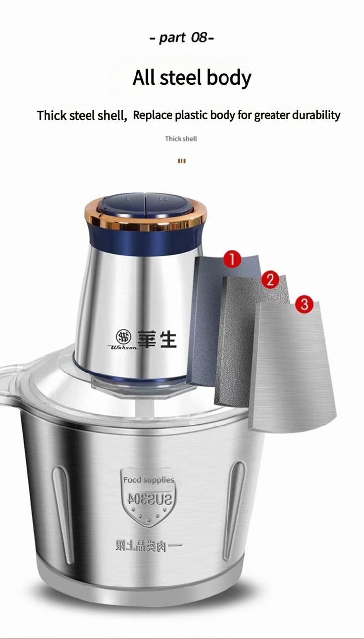 Watson -Household meat grinder stainless steel glass multi-function vegetable stuffing machine garlic mincer food processor