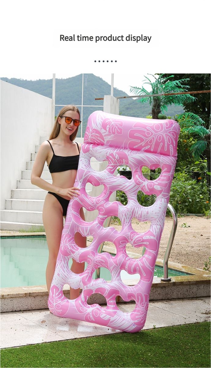 New PVC Inflatable Hole Floating Row Summer Water Party Inflatable Floating Row Love Backrest Floating Bed Swimming Ring