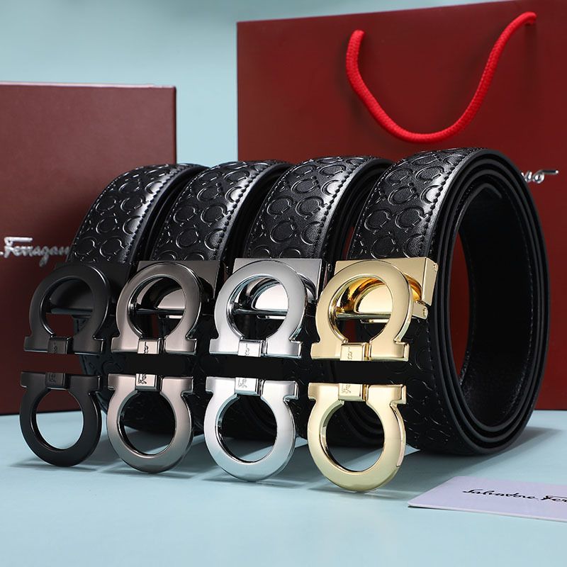 Men's Fashion Business Alloy Smooth Buckle Belt Casual Youth Genuine Leather Belt