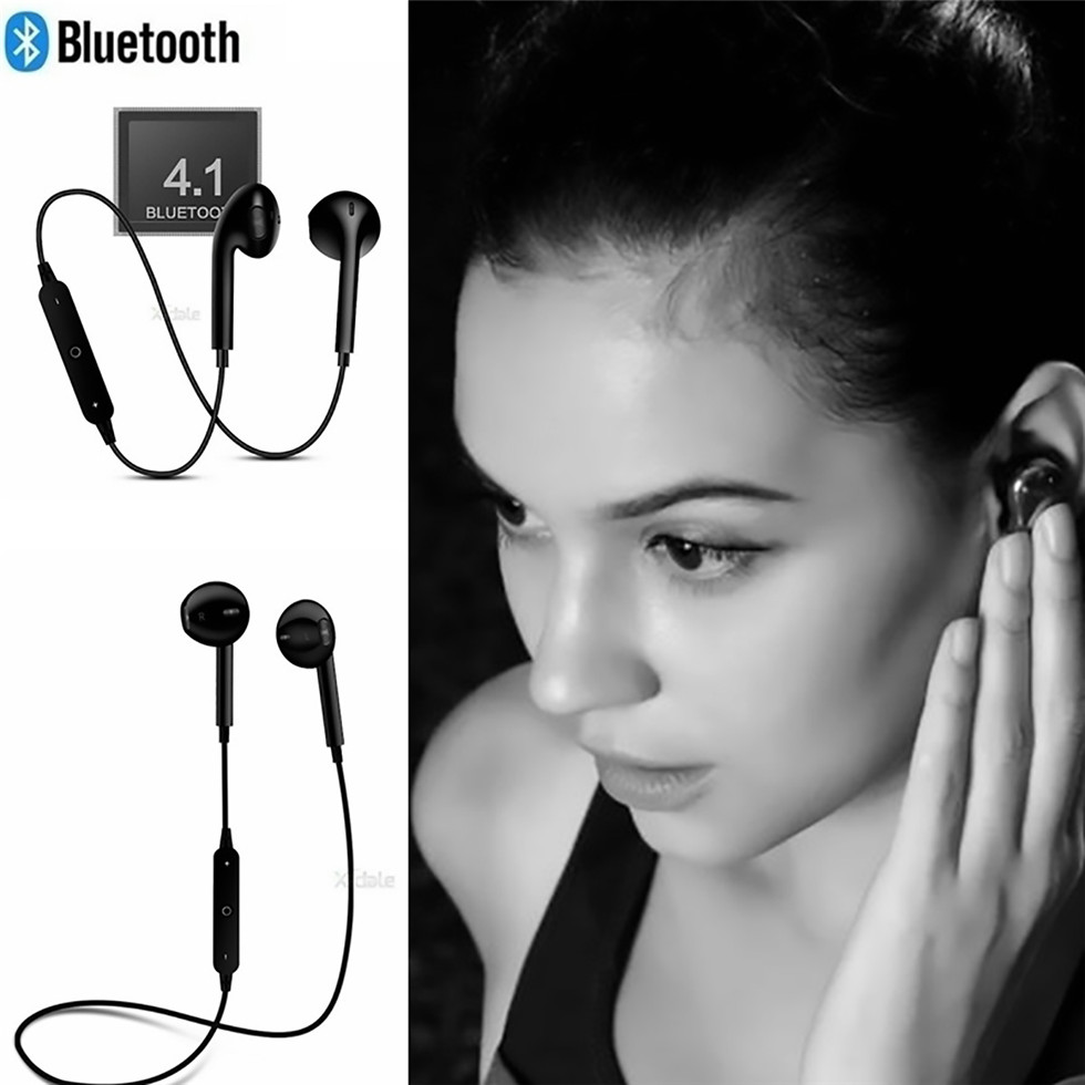 S6 Wireless Bluetooth Headset Sports Headphones 3D Stereo Built-In Microphone earphone