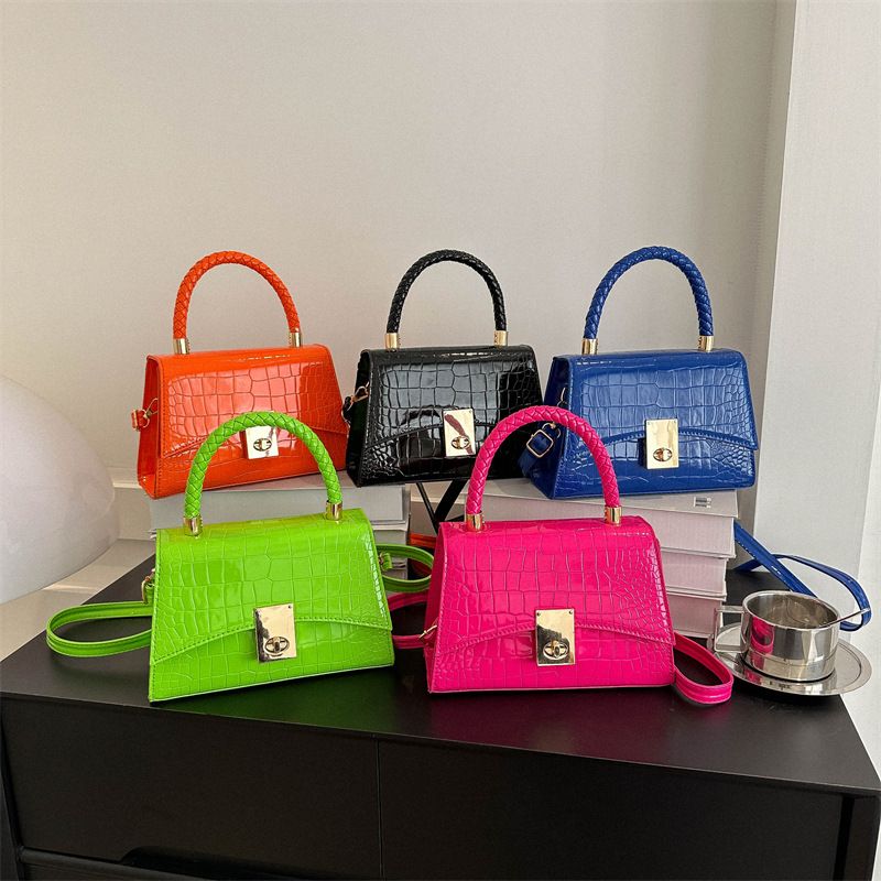- Women's New Korean Trend Small Square Bag, Stone Pattern Shiny Design, Versatile Single Shoulder Crossbody Handbag for Daily Use
