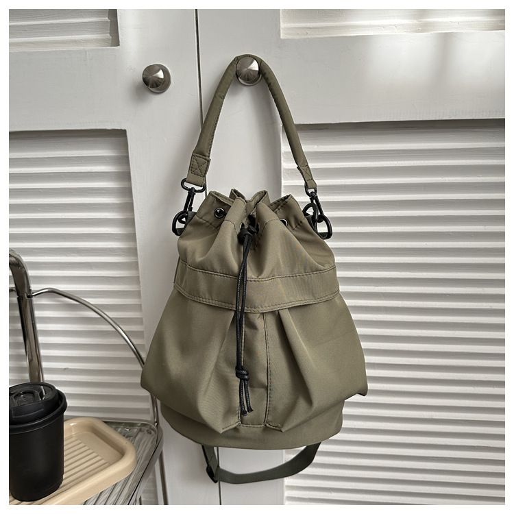 Fashion Drawstring Bucket Bag Large Capacity Multifunctional Hand Shoulder Cosmetic Storage Bag
